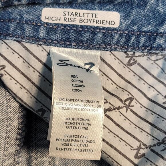 NWT Seven7 Women's Blue Jeans High Rise Boyfriend Size 14 Rolled Cuff Hem - Picture 4 of 15